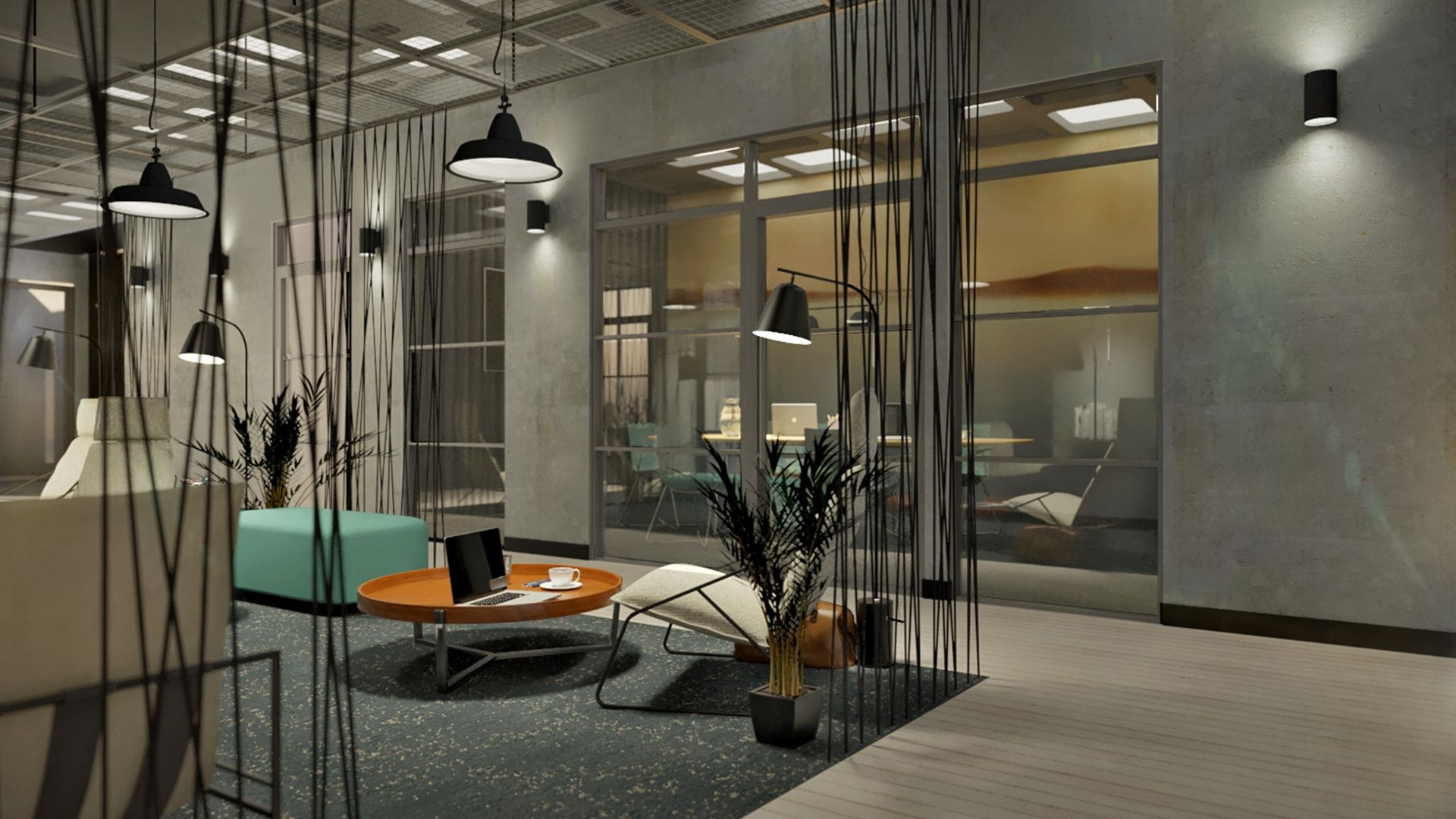 Kreativa - interior design of the confidential client office in Warsaw, view of the meeting places
