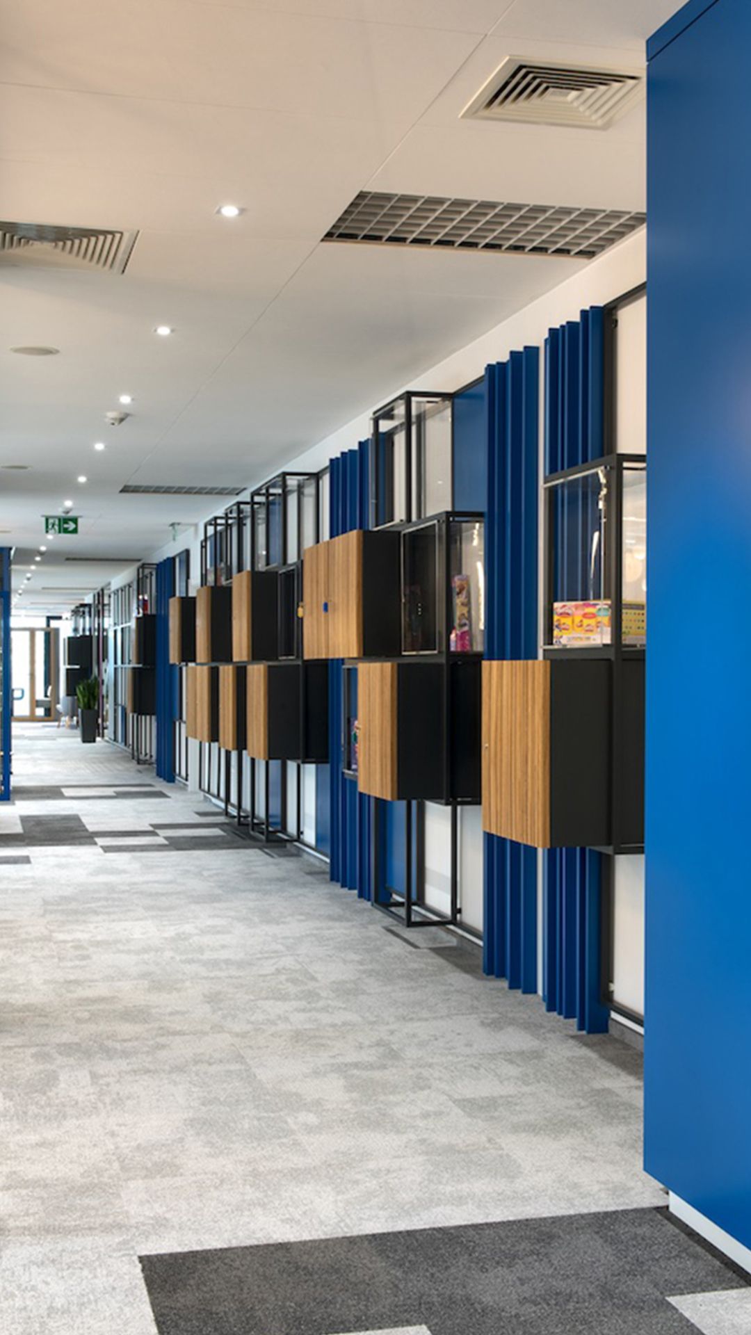 Kreativa - interior design for Hasbro's office in Warsaw, lockers in open space